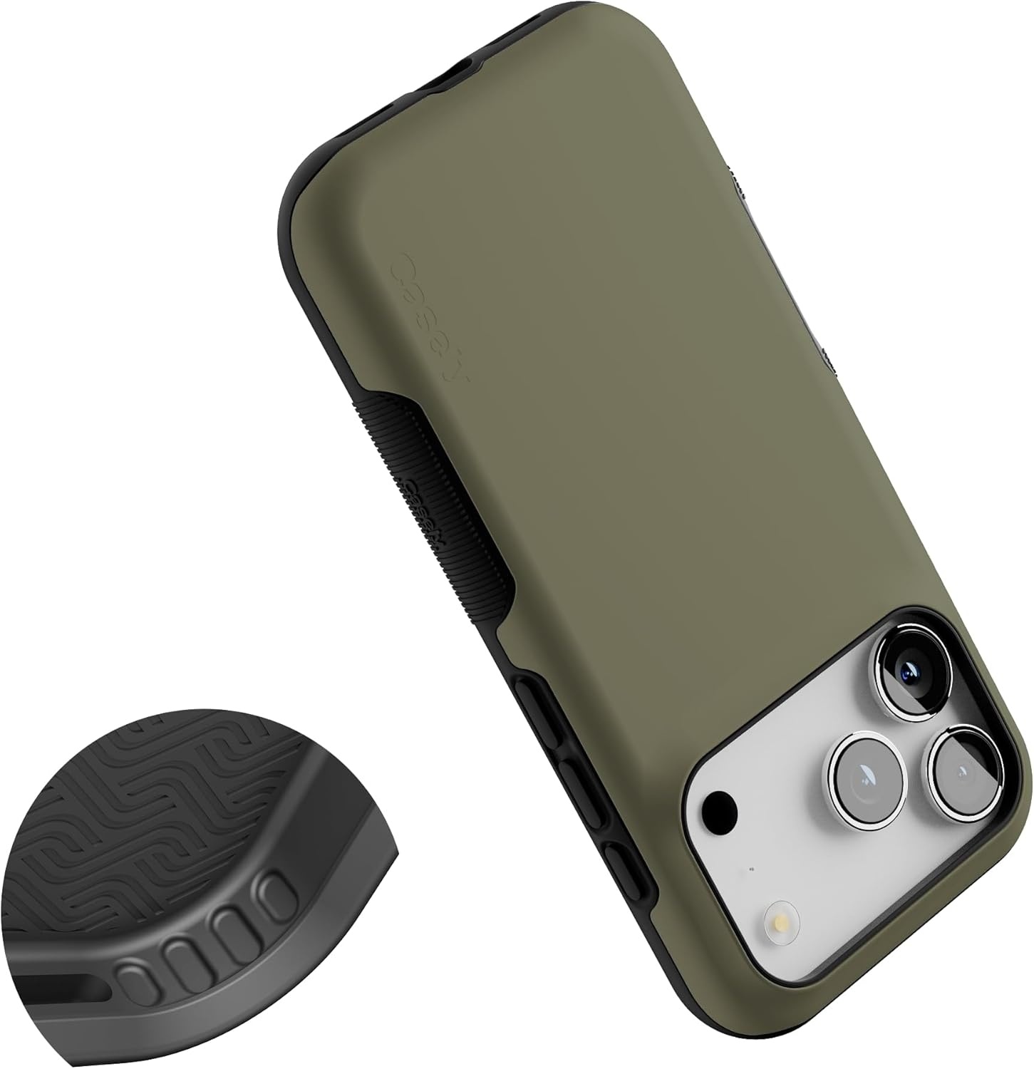 image:imageCasely iPhone 17 Pro Case Into the Wild Black Leopard Bold Protective Design MagSafe Compatible DesignThe Boyfriend Collection Army Green