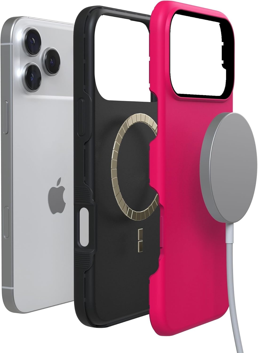 image:imageCasely iPhone 17 Pro Case Into the Wild Black Leopard Bold Protective Design MagSafe Compatible DesignThink Pink Solid Neon Pink