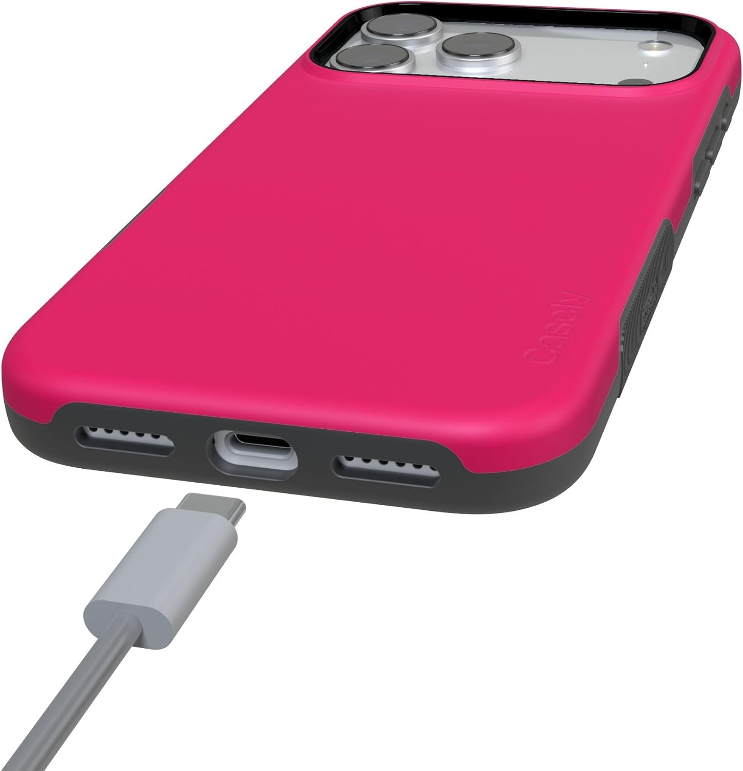image:imageCasely iPhone 17 Pro Case Into the Wild Black Leopard Bold Protective Design MagSafe Compatible DesignThink Pink Solid Neon Pink