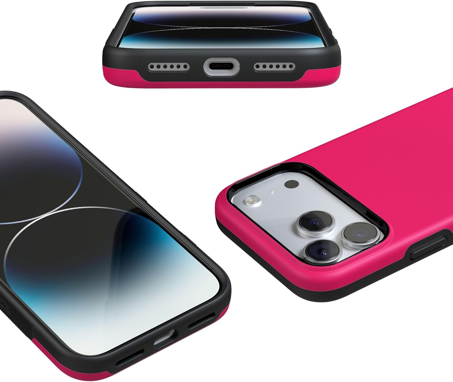image:imageCasely iPhone 17 Pro Case Into the Wild Black Leopard Bold Protective Design MagSafe Compatible DesignThink Pink Solid Neon Pink