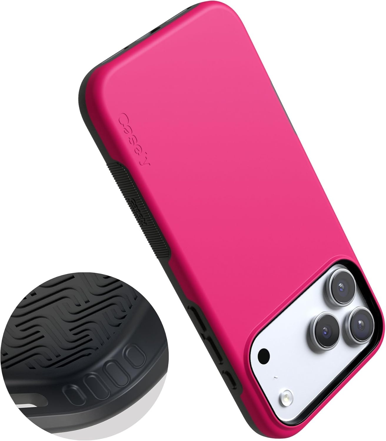 image:imageCasely iPhone 17 Pro Case Into the Wild Black Leopard Bold Protective Design MagSafe Compatible DesignThink Pink Solid Neon Pink