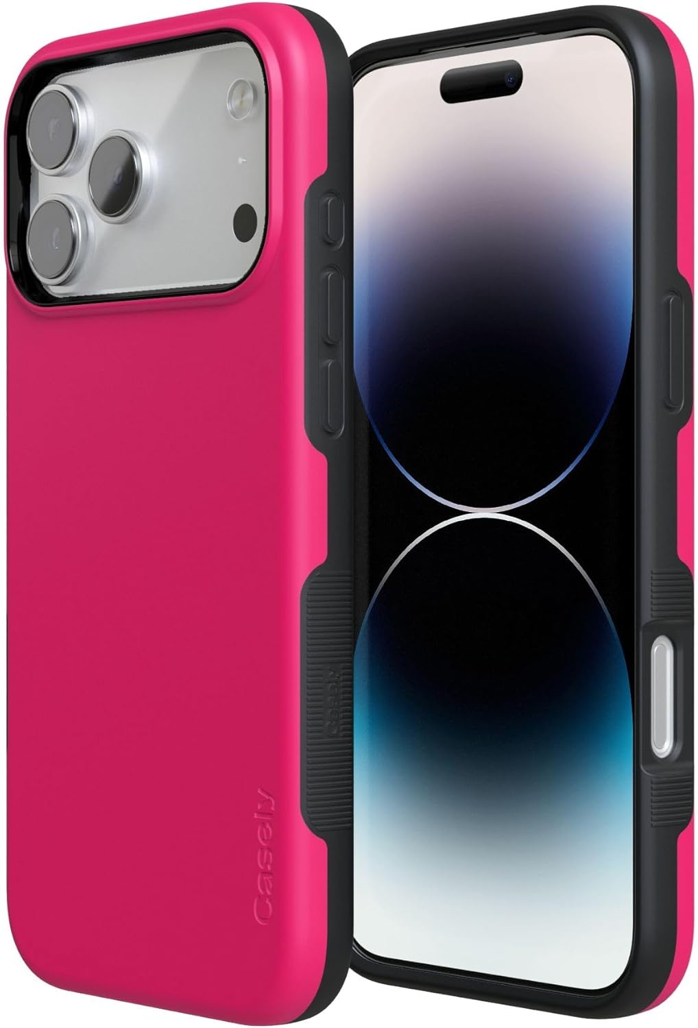 image:imageCasely iPhone 17 Pro Case Into the Wild Black Leopard Bold Protective Design MagSafe Compatible DesignThink Pink Solid Neon Pink