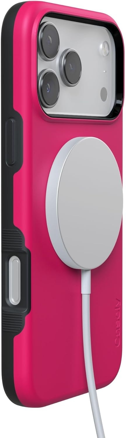 image:imageCasely iPhone 17 Pro Case Into the Wild Black Leopard Bold Protective Design MagSafe Compatible DesignThink Pink Solid Neon Pink
