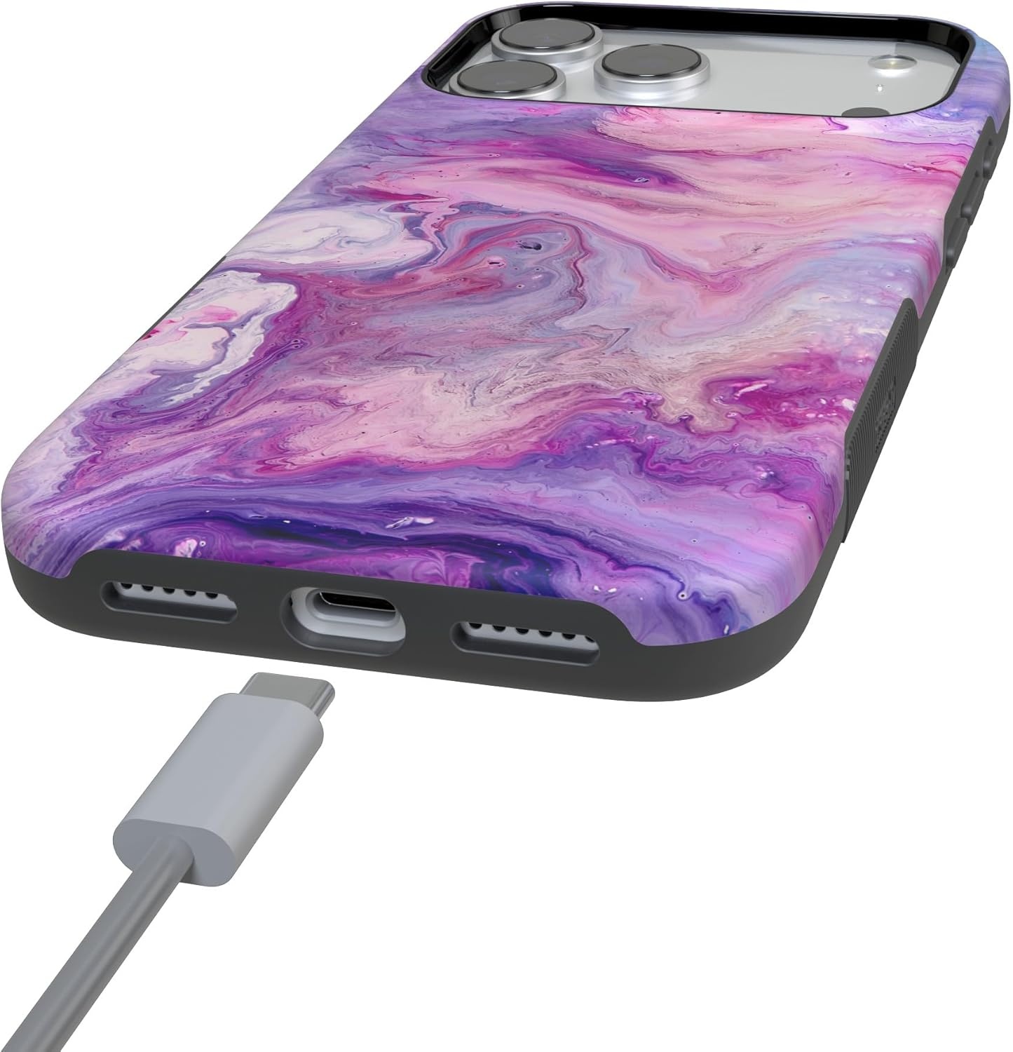 image:imageCasely iPhone 17 Pro Case Into the Wild Black Leopard Bold Protective Design MagSafe Compatible DesignTie Dying Over You Purple Marble
