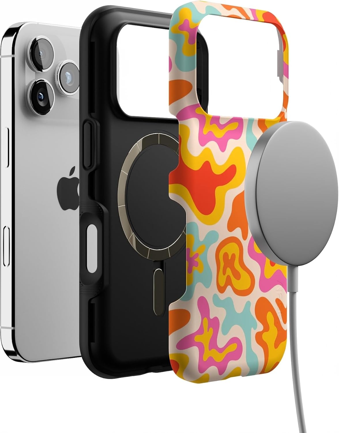 image:imageCasely iPhone 17 Pro Case Into the Wild Black Leopard Bold Protective Design MagSafe Compatible DesignTropical Color Splash Abstract Retro