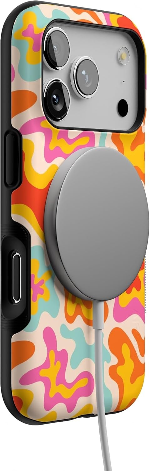 image:imageCasely iPhone 17 Pro Case Into the Wild Black Leopard Bold Protective Design MagSafe Compatible DesignTropical Color Splash Abstract Retro