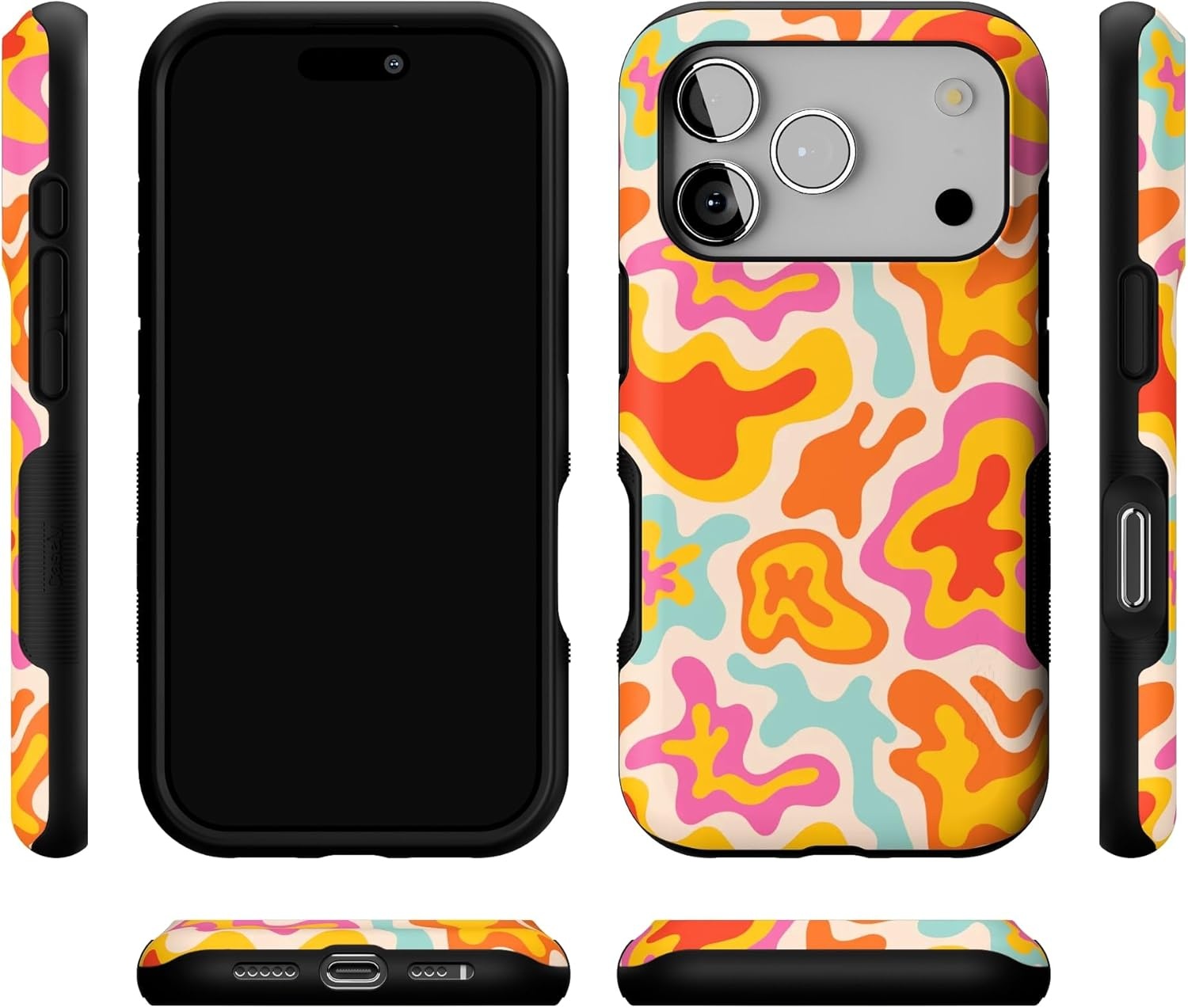 image:imageCasely iPhone 17 Pro Case Into the Wild Black Leopard Bold Protective Design MagSafe Compatible DesignTropical Color Splash Abstract Retro
