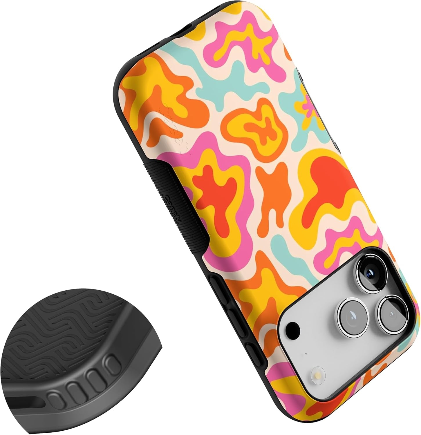 image:imageCasely iPhone 17 Pro Case Into the Wild Black Leopard Bold Protective Design MagSafe Compatible DesignTropical Color Splash Abstract Retro