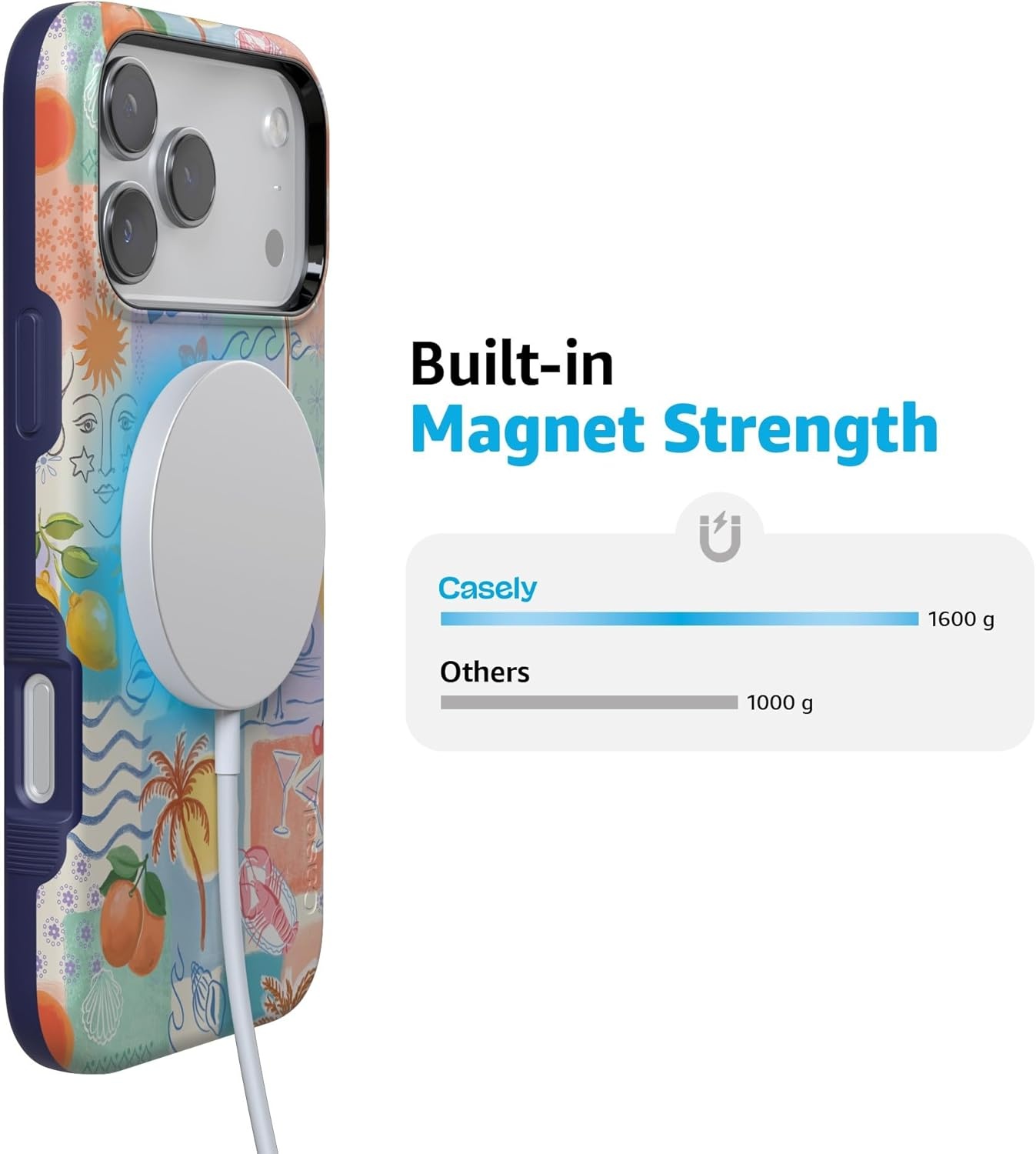 image:imageCasely iPhone 17 Pro Case Into the Wild Black Leopard Bold Protective Design MagSafe Compatible DesignTropical Heat Beachy Collage
