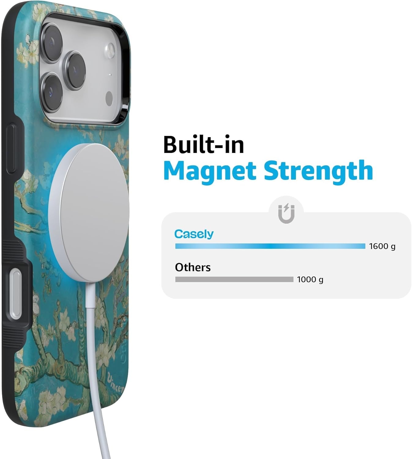 image:imageCasely iPhone 17 Pro Case Into the Wild Black Leopard Bold Protective Design MagSafe Compatible DesignVan Gogh Almond Blossom Floral