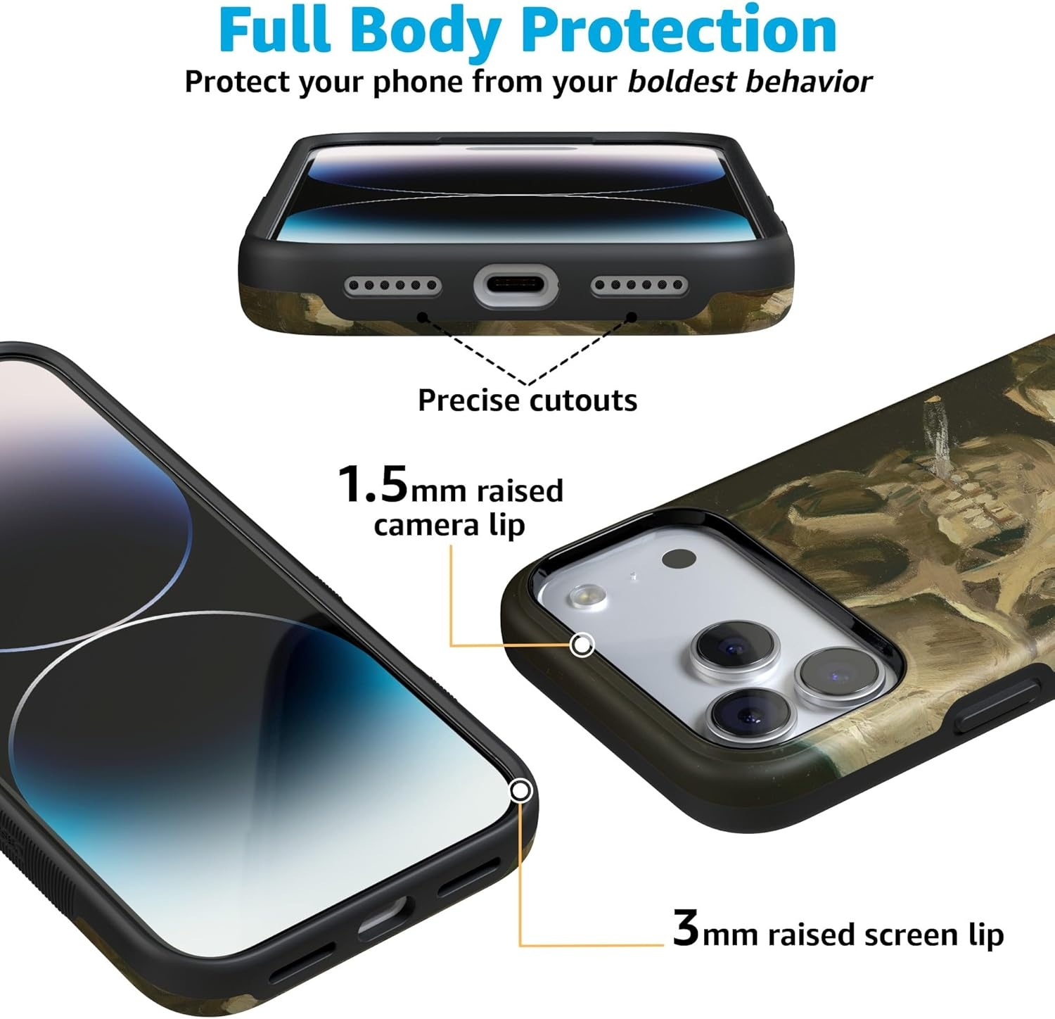 image:imageCasely iPhone 17 Pro Case Into the Wild Black Leopard Bold Protective Design MagSafe Compatible DesignVan Gogh Skull of a Skeleton with Burning Cig