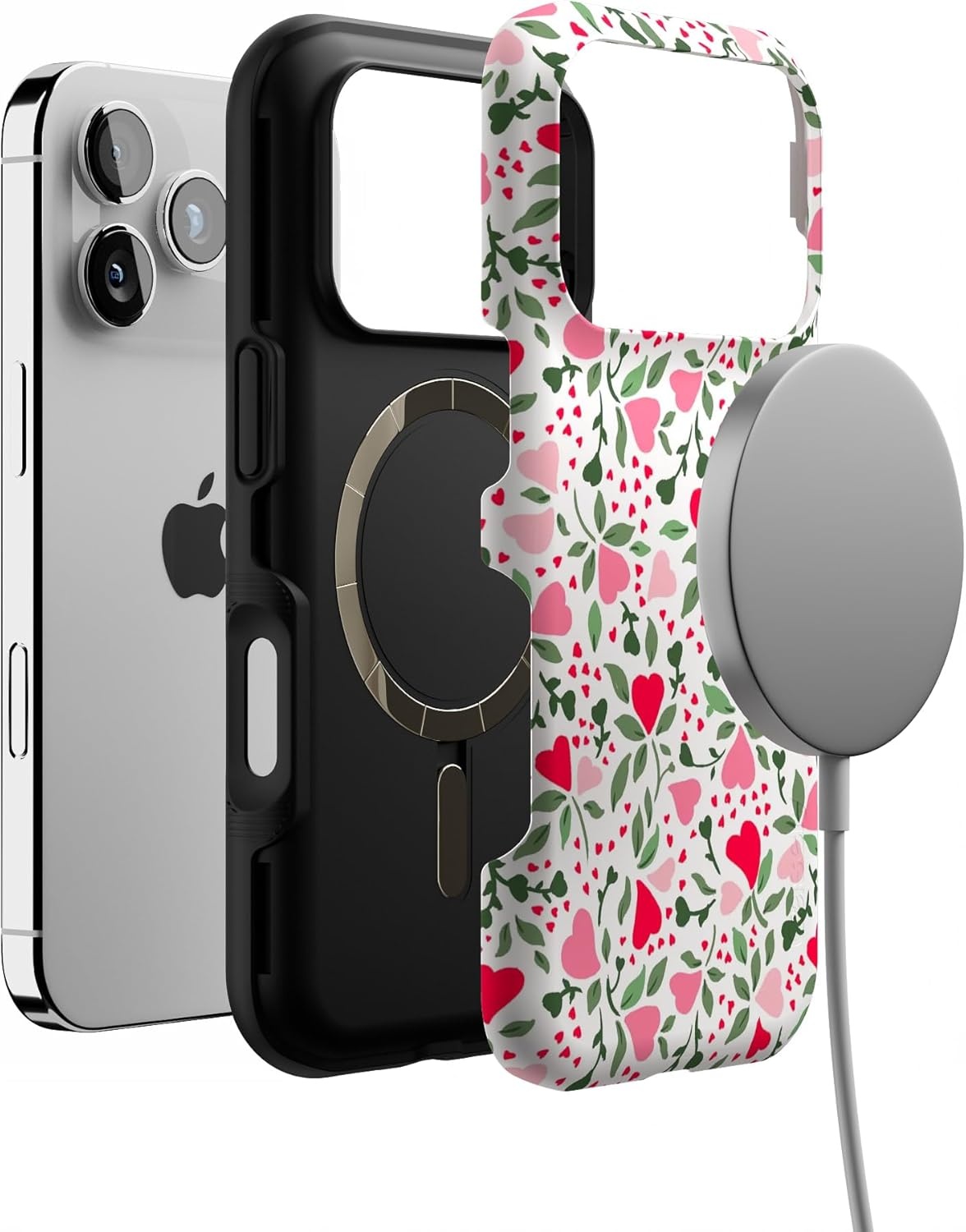 image:imageCasely iPhone 17 Pro Case Into the Wild Black Leopard Bold Protective Design MagSafe Compatible DesignVines of Love Floral Heart