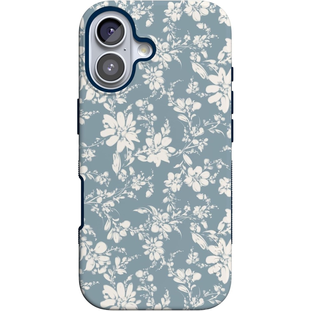 image:imageCasely iPhone 17 Case Afternoon Tea Blue Floral Bold Protective Design Compatible with MagSafe