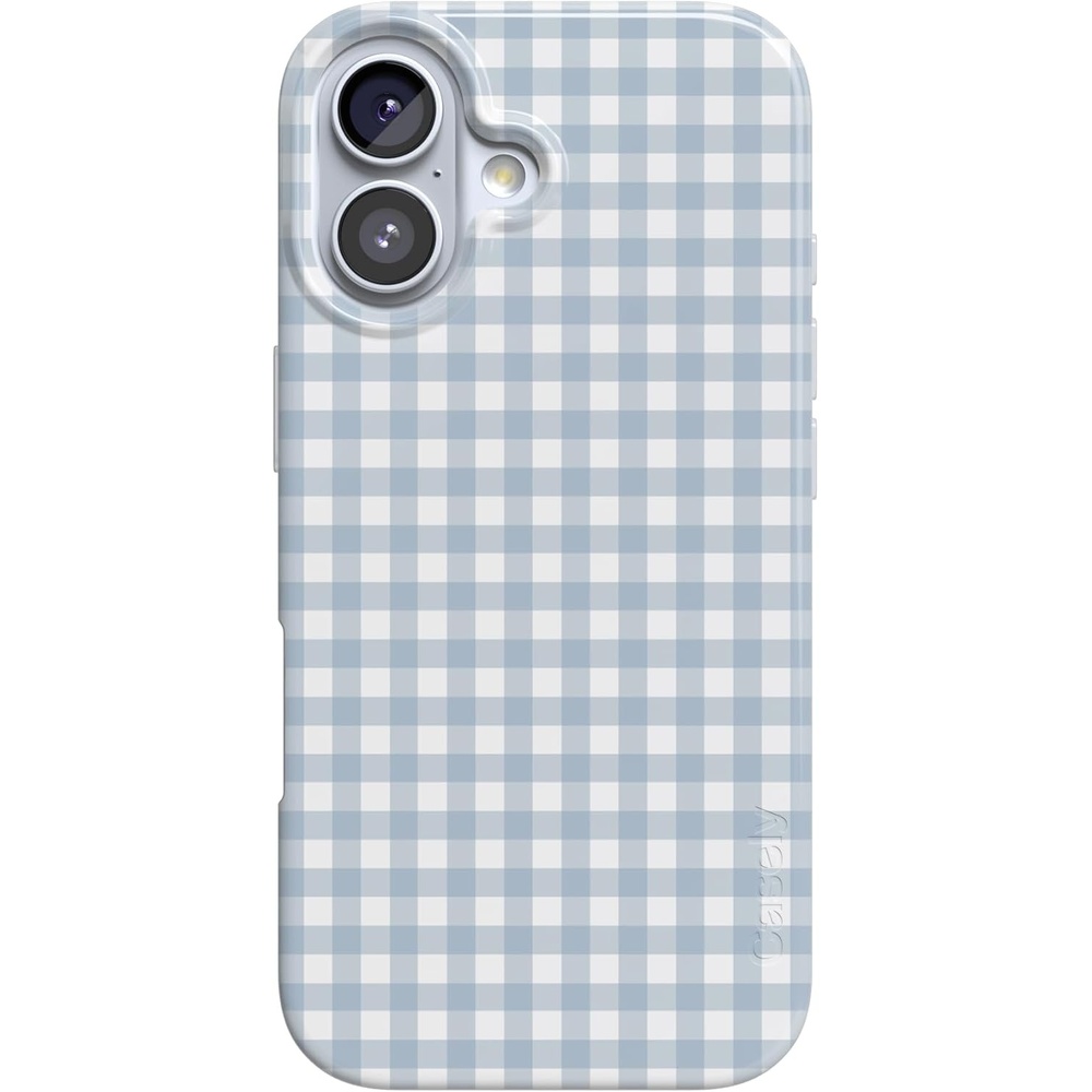image:imageCasely iPhone 17 Case Pastel Picnic Blue Gingham Compatible with MagSafe Classic Ultra Thin Design