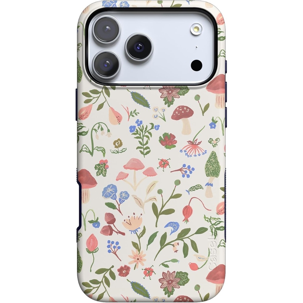 image:imageCasely iPhone 17 Pro Case Into the Wild Black Leopard Bold Protective Design MagSafe Compatible DesignGarden Party Mushroom Floral