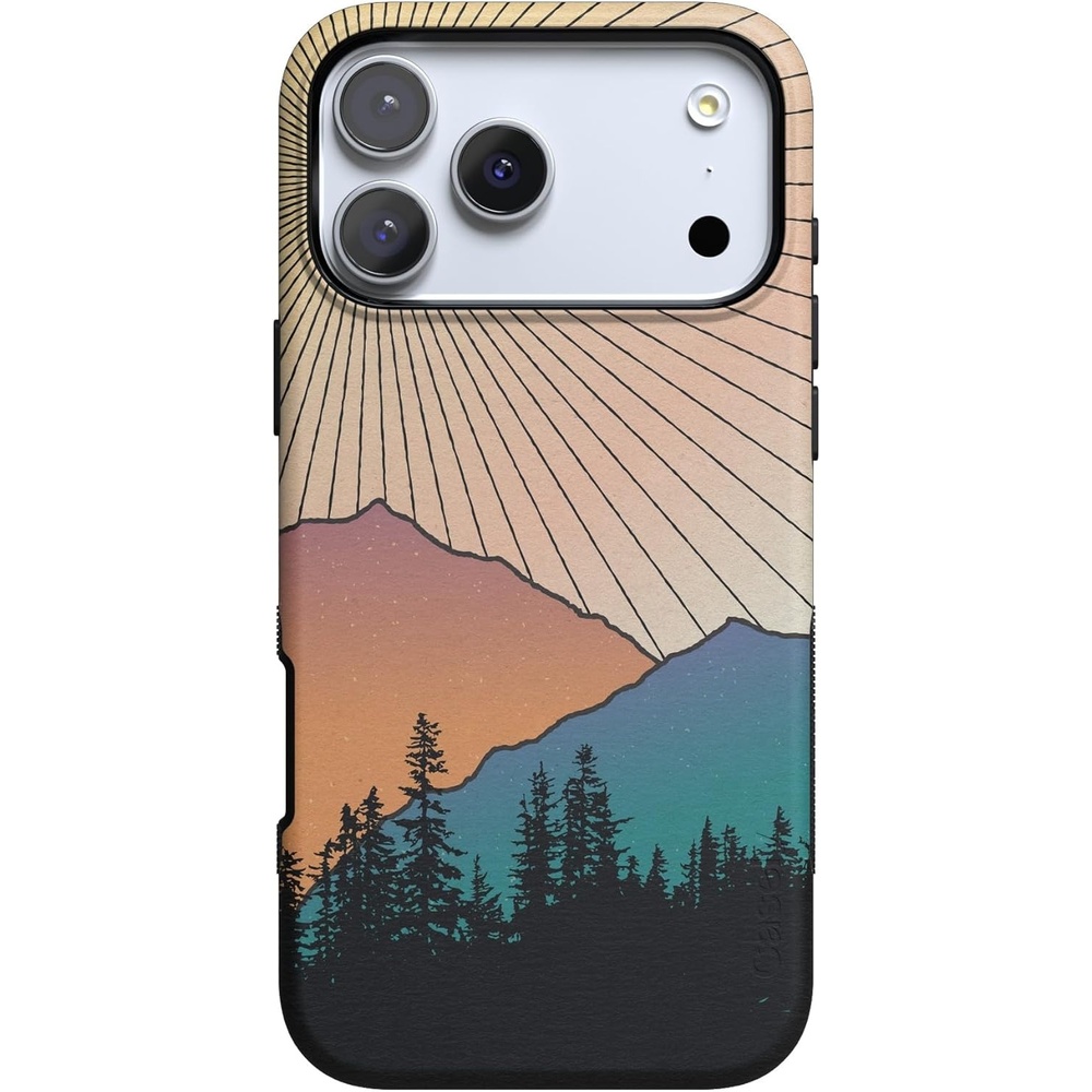 image:imageCasely iPhone 17 Pro Case Into the Wild Black Leopard Bold Protective Design MagSafe Compatible DesignGolden Hour Mountain Sunset