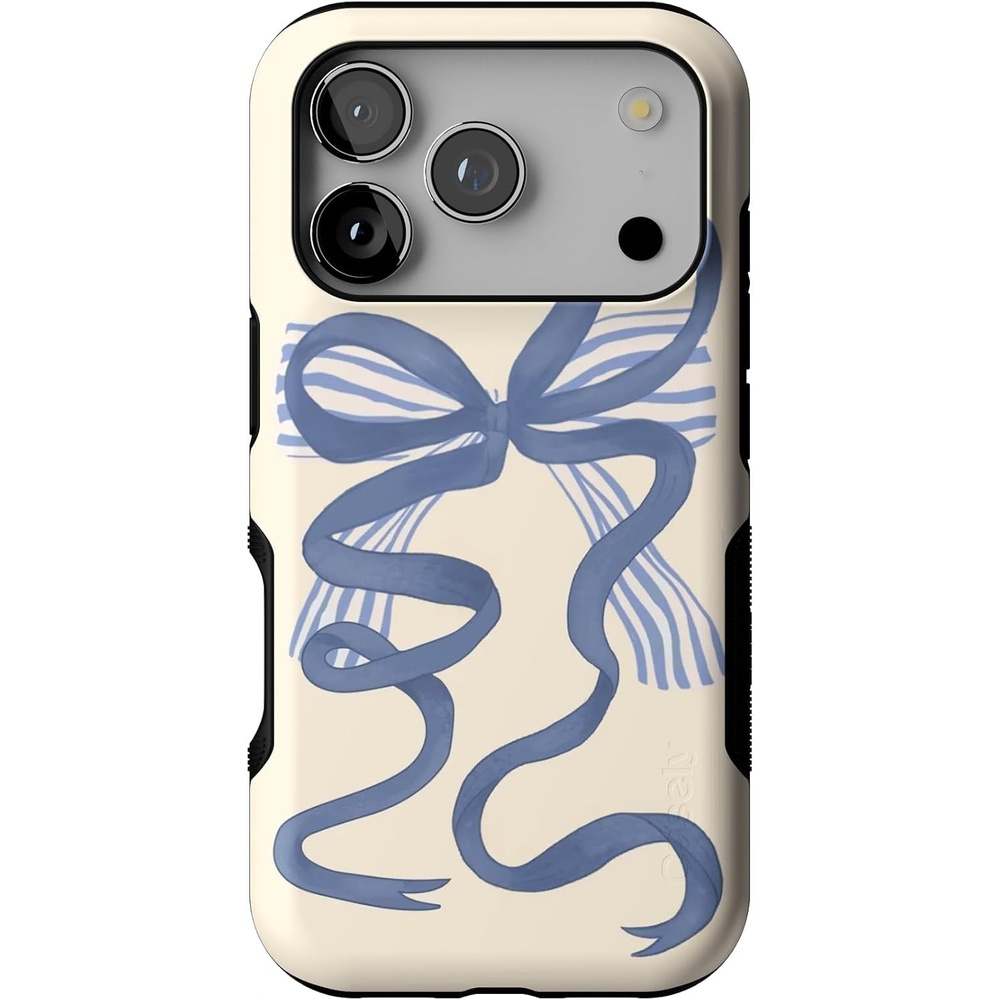 image:imageCasely iPhone 17 Pro Case Into the Wild Black Leopard Bold Protective Design MagSafe Compatible DesignHeartstrings Blue Bow