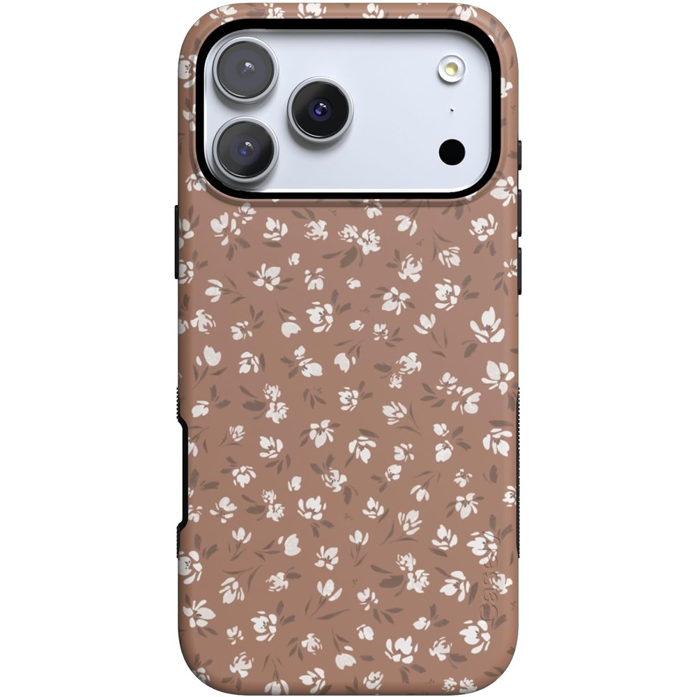 image:imageCasely iPhone 17 Pro Case Into the Wild Black Leopard Bold Protective Design MagSafe Compatible DesignMocha Meadow Tiny Flowers