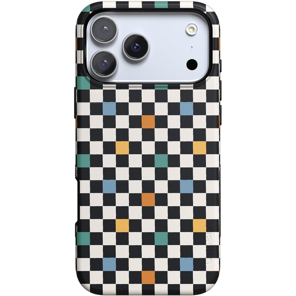 image:imageCasely iPhone 17 Pro Case Into the Wild Black Leopard Bold Protective Design MagSafe Compatible DesignRetro Checkerboard Old Skool