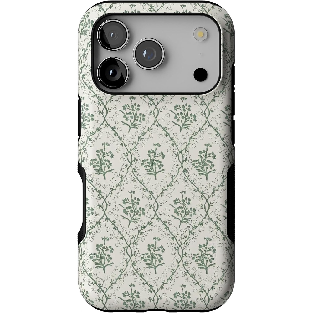 image:imageCasely iPhone 17 Pro Case Into the Wild Black Leopard Bold Protective Design MagSafe Compatible DesignSage Tapestry Floral Vines