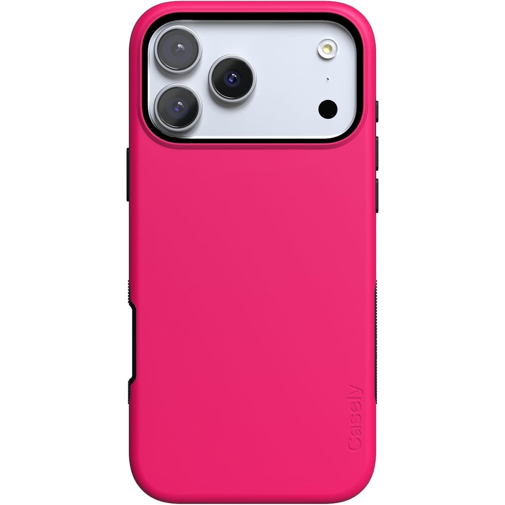 image:imageCasely iPhone 17 Pro Case Into the Wild Black Leopard Bold Protective Design MagSafe Compatible DesignThink Pink Solid Neon Pink