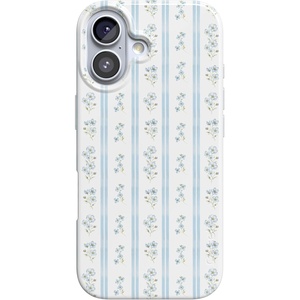 Casely iPhone 17 Case | Cottage Stripe | Blue Floral | Compatible with MagSafe | Classic Ultra Thin Design