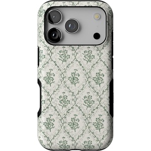 Casely iPhone 17 Pro Case | Into the Wild | Black Leopard | Bold Protective Design | MagSafe Compatible Design(Sage Tapestry | Floral Vines)