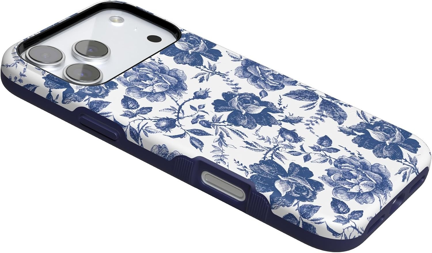 image:imageCasely iPhone 17 Pro Max Case Starfish Wishes Coral Pink Shimmer Bold Protective Design MagSafe Compatible DesignBlue White Floral Rose to Fame