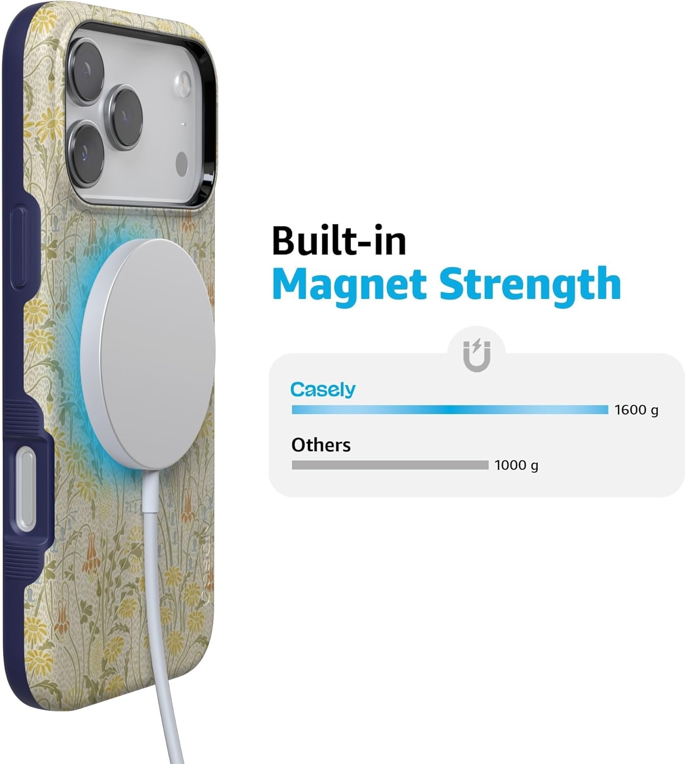 image:imageCasely iPhone 17 Pro Max Case Starfish Wishes Coral Pink Shimmer Bold Protective Design MagSafe Compatible DesignBoho Blooms Golden Floral