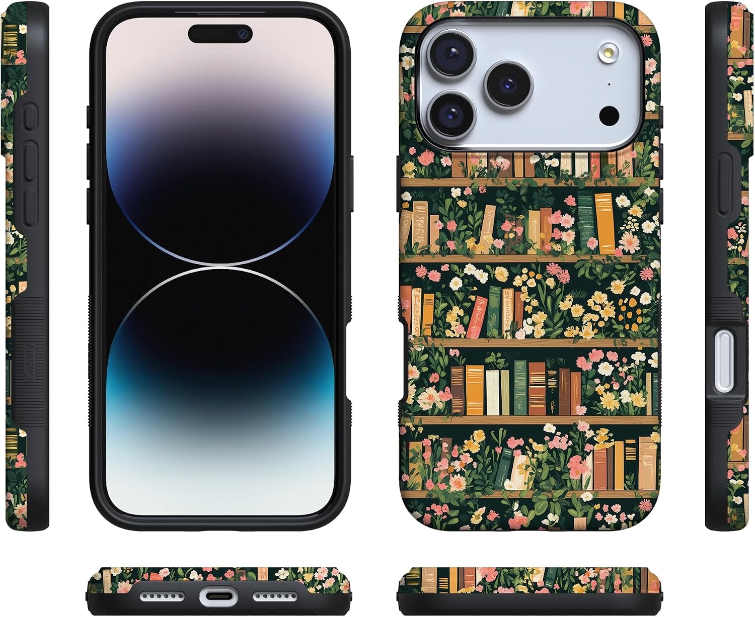 image:imageCasely iPhone 17 Pro Max Case Starfish Wishes Coral Pink Shimmer Bold Protective Design MagSafe Compatible DesignBook Nook Floral Library