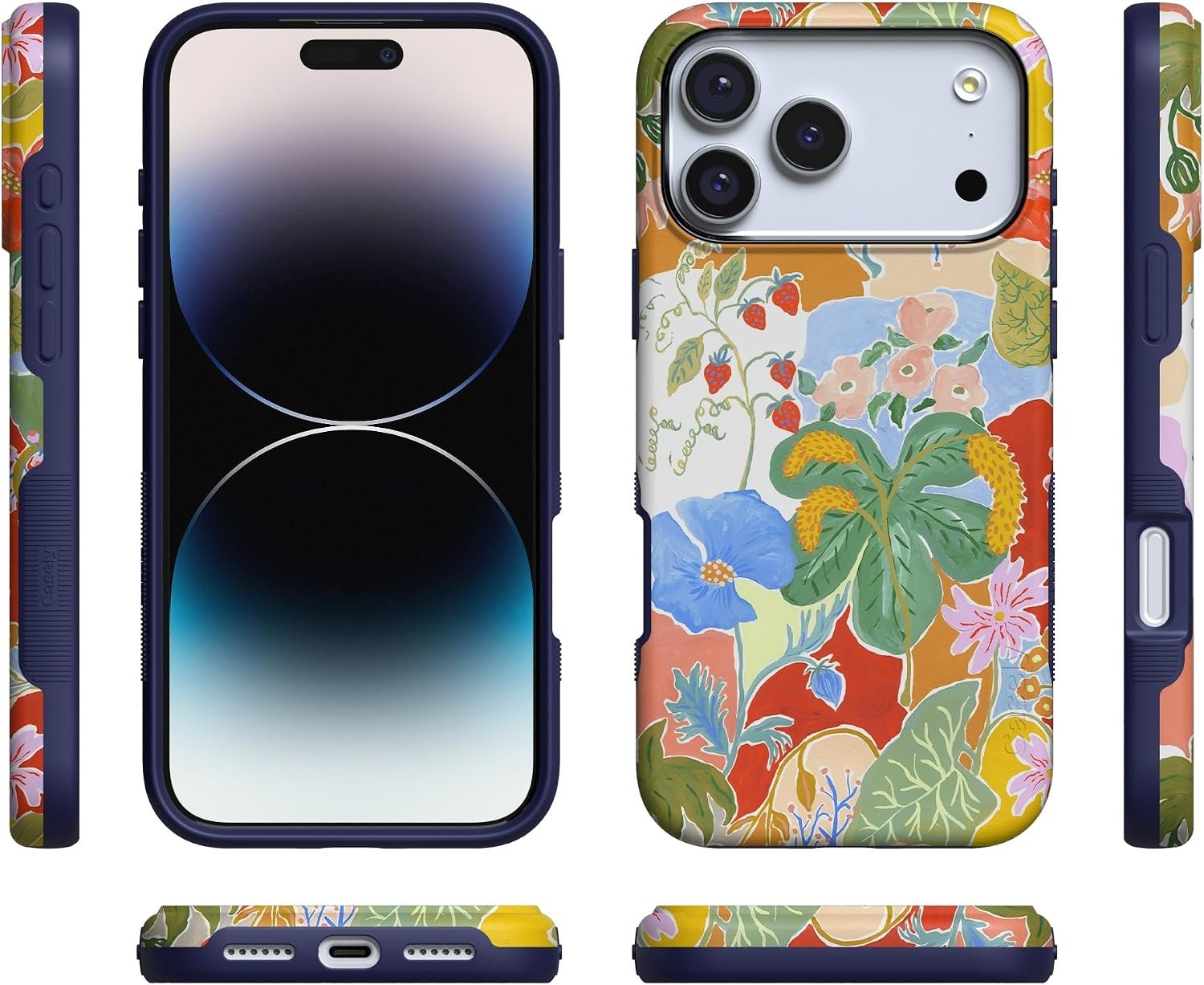 image:imageCasely iPhone 17 Pro Max Case Starfish Wishes Coral Pink Shimmer Bold Protective Design MagSafe Compatible DesignBotanical Blooms Floral Patchwork
