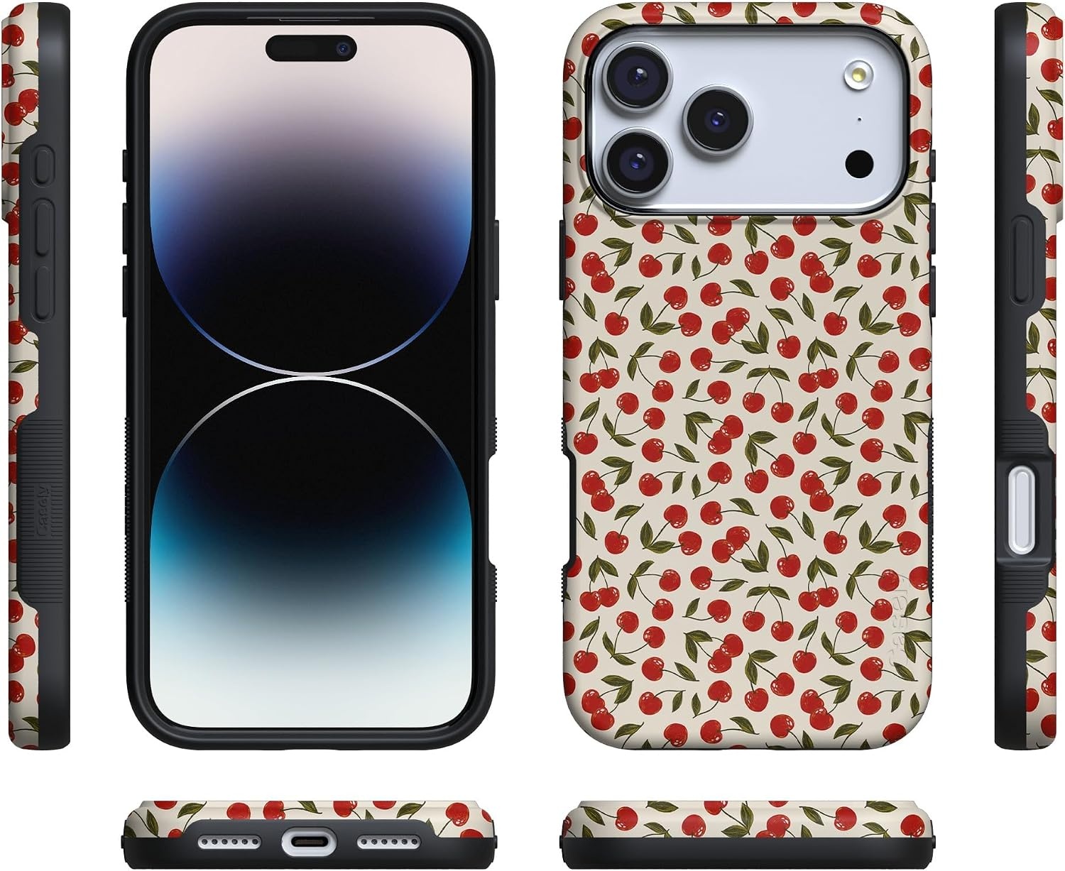 image:imageCasely iPhone 17 Pro Max Case Starfish Wishes Coral Pink Shimmer Bold Protective Design MagSafe Compatible DesignCherry on Top Red Cherries