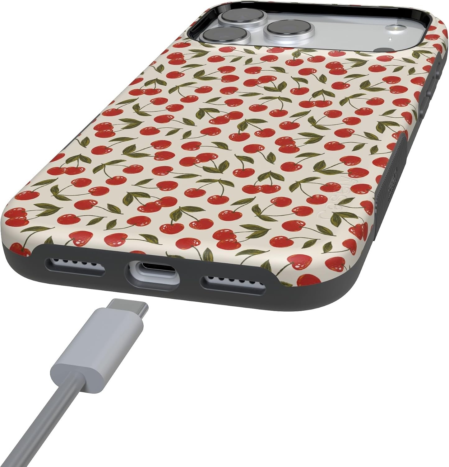 image:imageCasely iPhone 17 Pro Max Case Starfish Wishes Coral Pink Shimmer Bold Protective Design MagSafe Compatible DesignCherry on Top Red Cherries