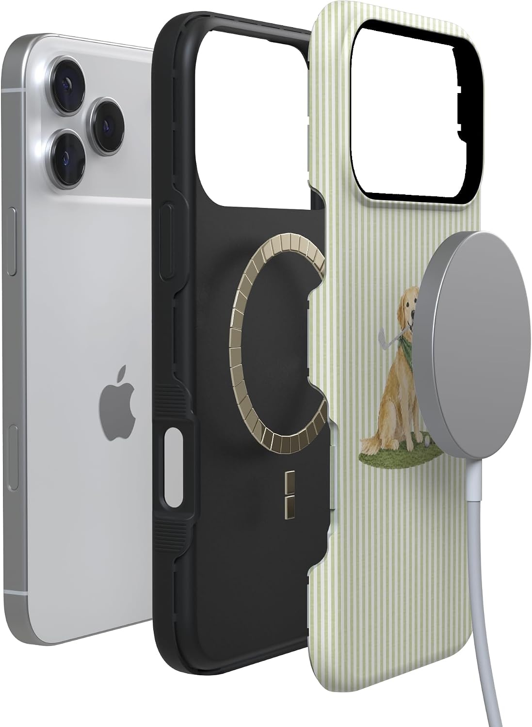 image:imageCasely iPhone 17 Pro Max Case Starfish Wishes Coral Pink Shimmer Bold Protective Design MagSafe Compatible DesignClubhouse Golden on the Green