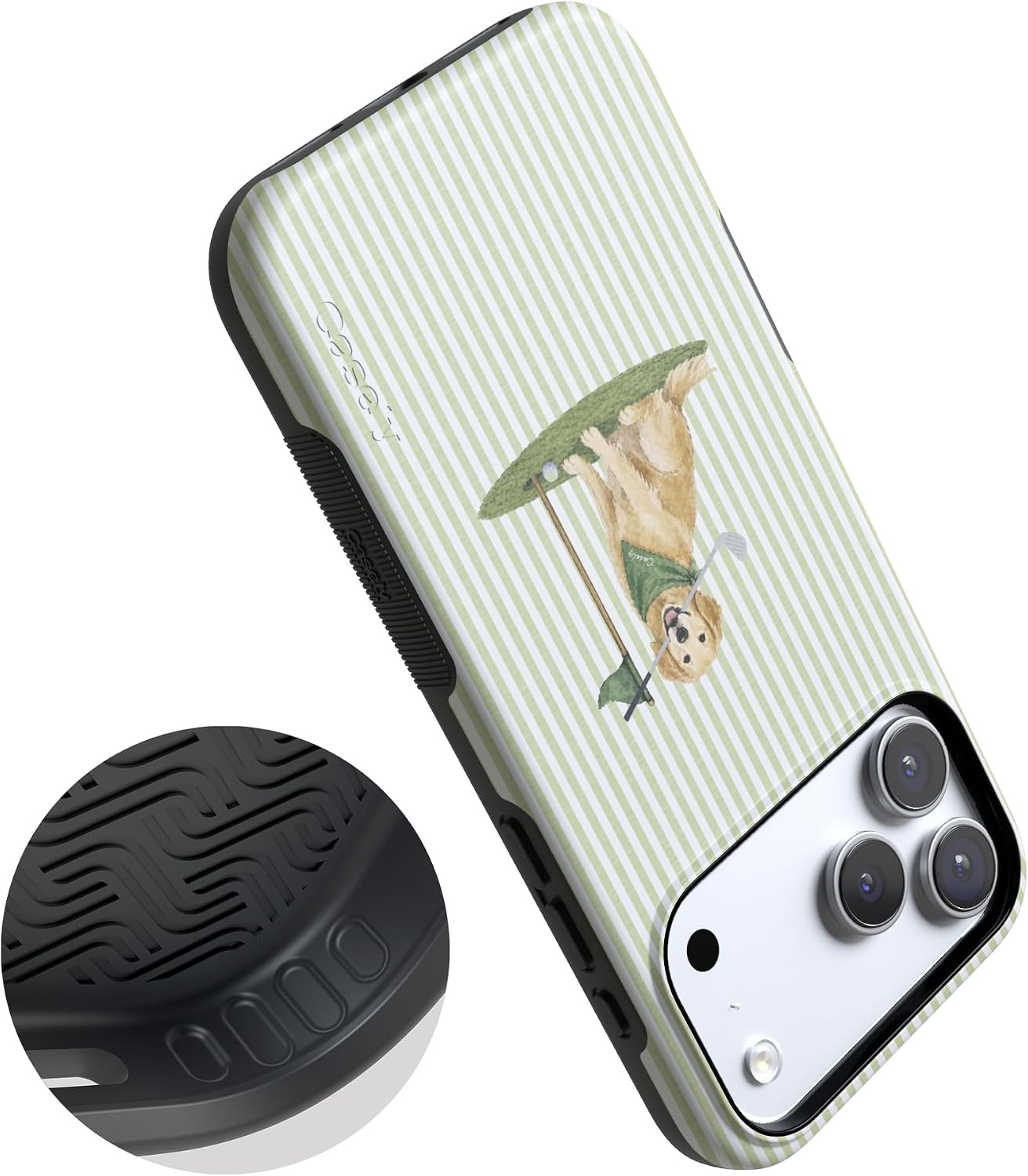 image:imageCasely iPhone 17 Pro Max Case Starfish Wishes Coral Pink Shimmer Bold Protective Design MagSafe Compatible DesignClubhouse Golden on the Green