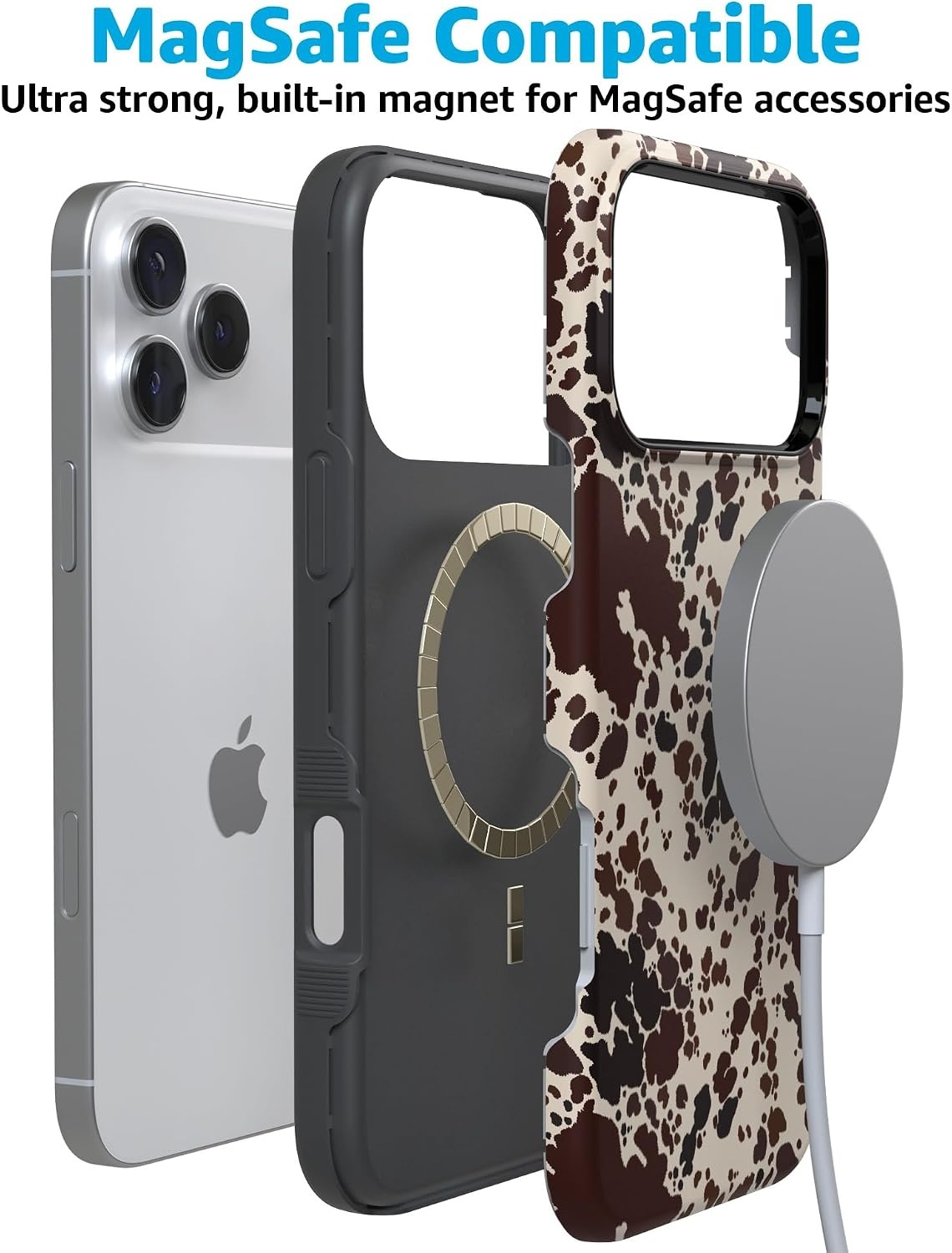image:imageCasely iPhone 17 Pro Max Case Starfish Wishes Coral Pink Shimmer Bold Protective Design MagSafe Compatible DesignCowgirl Envy Cow Print