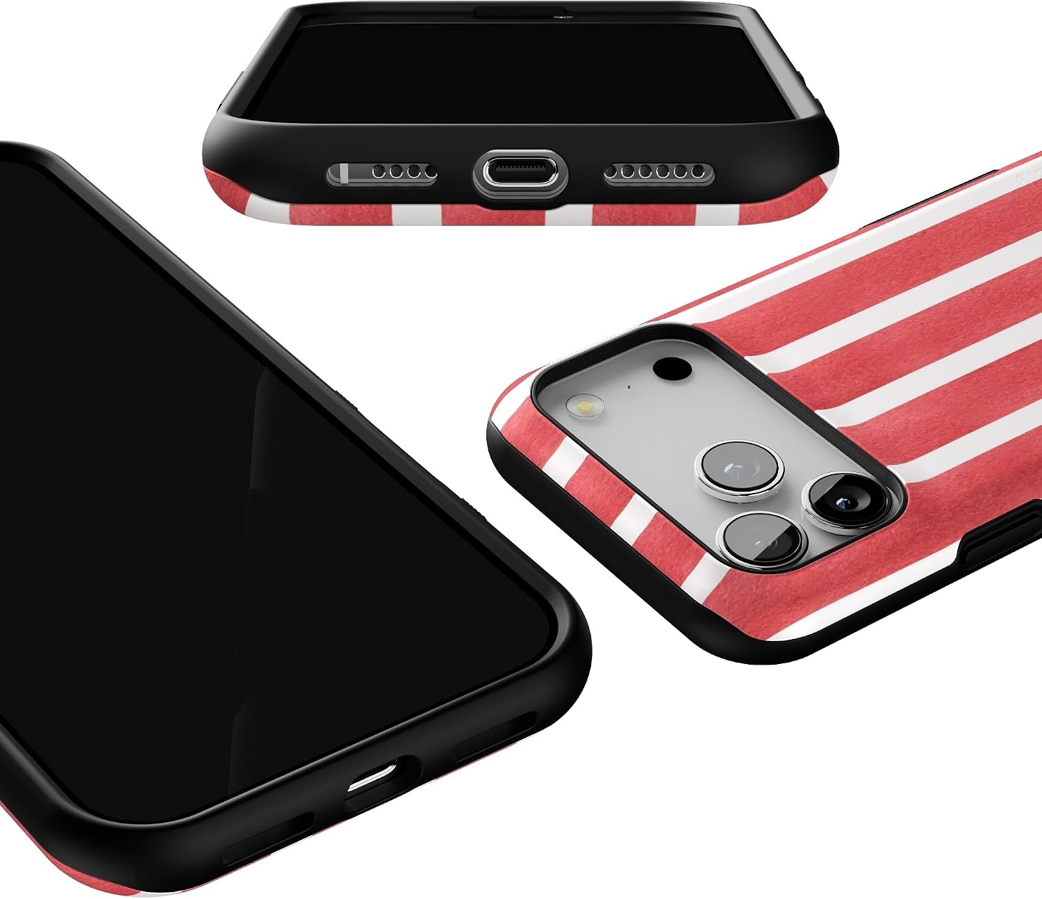 image:imageCasely iPhone 17 Pro Max Case Starfish Wishes Coral Pink Shimmer Bold Protective Design MagSafe Compatible DesignEast Coast Summer Red Stripes