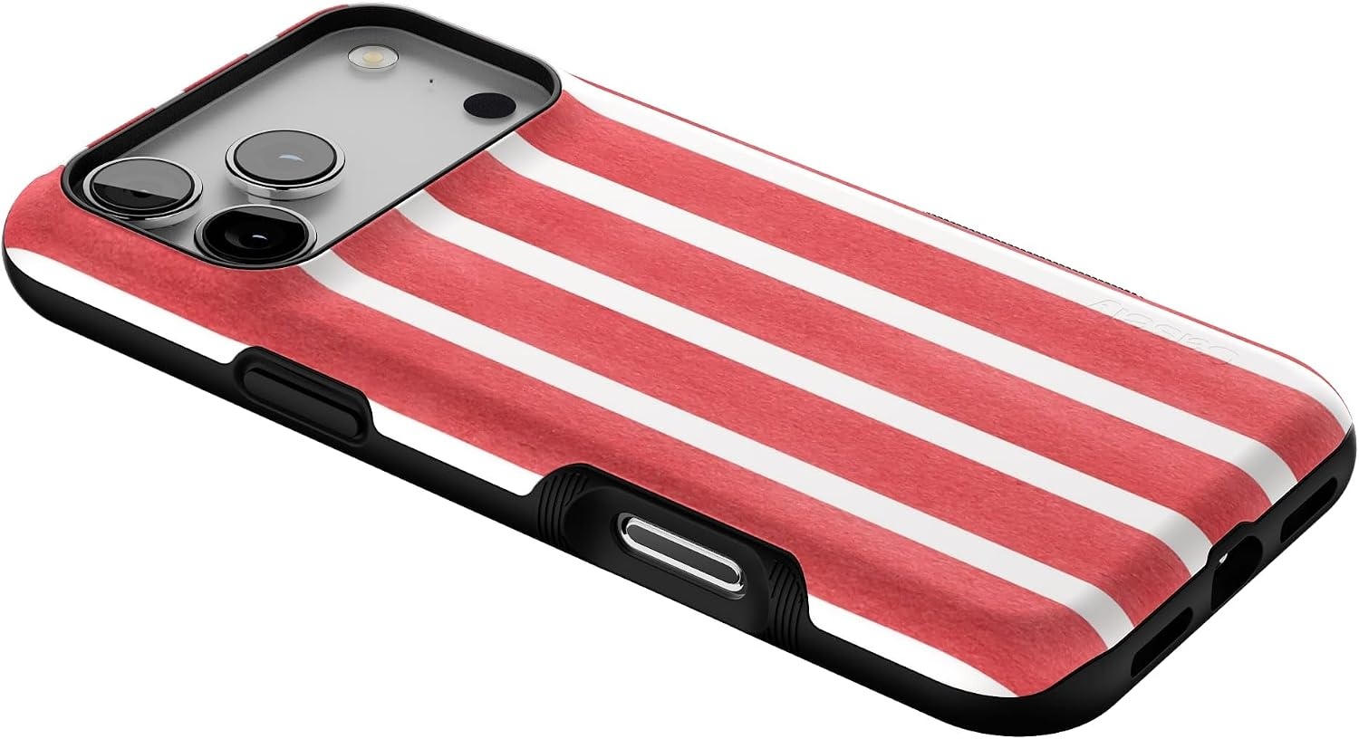 image:imageCasely iPhone 17 Pro Max Case Starfish Wishes Coral Pink Shimmer Bold Protective Design MagSafe Compatible DesignEast Coast Summer Red Stripes