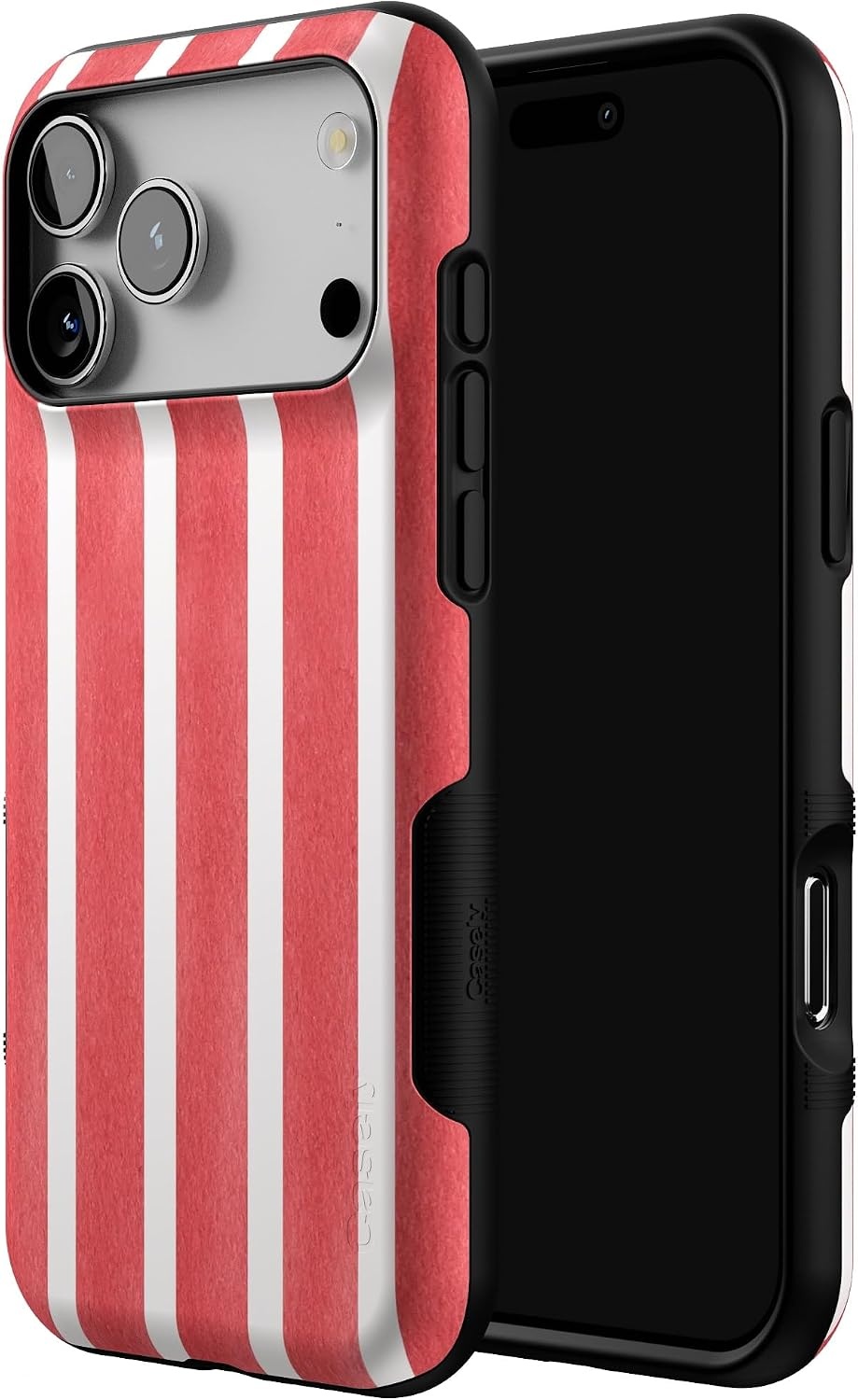 image:imageCasely iPhone 17 Pro Max Case Starfish Wishes Coral Pink Shimmer Bold Protective Design MagSafe Compatible DesignEast Coast Summer Red Stripes