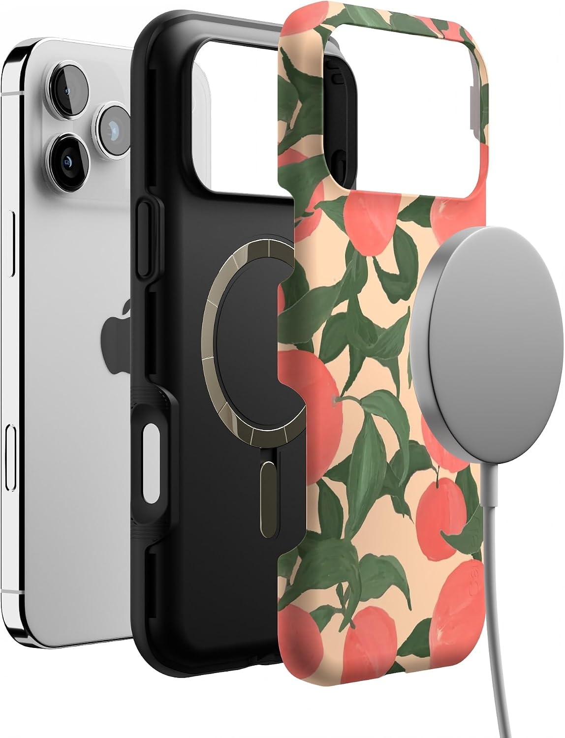 image:imageCasely iPhone 17 Pro Max Case Starfish Wishes Coral Pink Shimmer Bold Protective Design MagSafe Compatible DesignFeeling Peachy Blush Vines