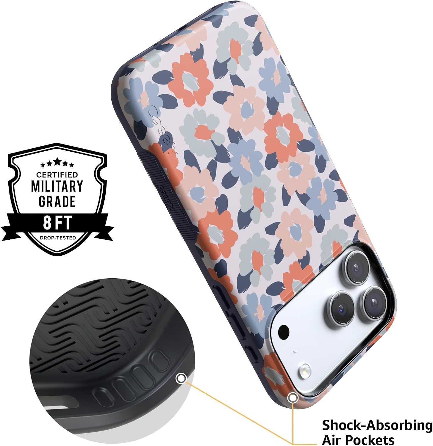image:imageCasely iPhone 17 Pro Max Case Starfish Wishes Coral Pink Shimmer Bold Protective Design MagSafe Compatible DesignField of Flowers Pastel Floral