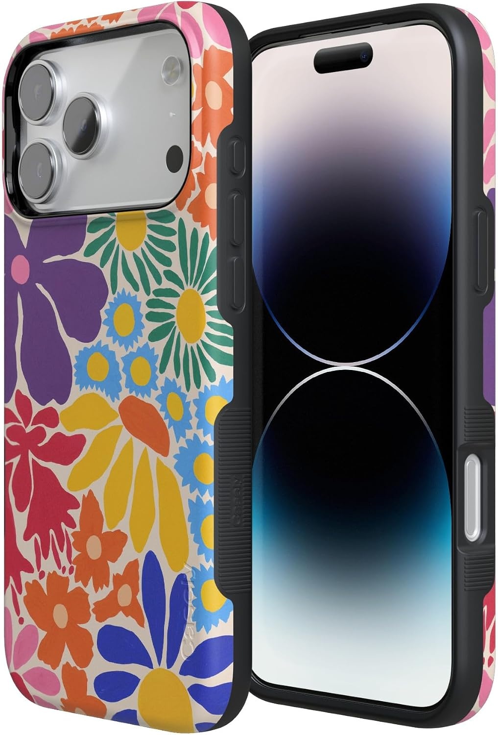 image:imageCasely iPhone 17 Pro Max Case Starfish Wishes Coral Pink Shimmer Bold Protective Design MagSafe Compatible DesignFlower Patch MultiColor Floral