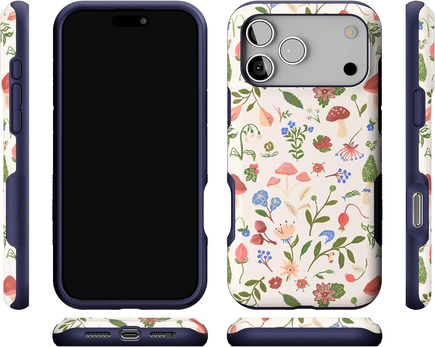image:imageCasely iPhone 17 Pro Max Case Starfish Wishes Coral Pink Shimmer Bold Protective Design MagSafe Compatible DesignGarden Party Mushroom Floral