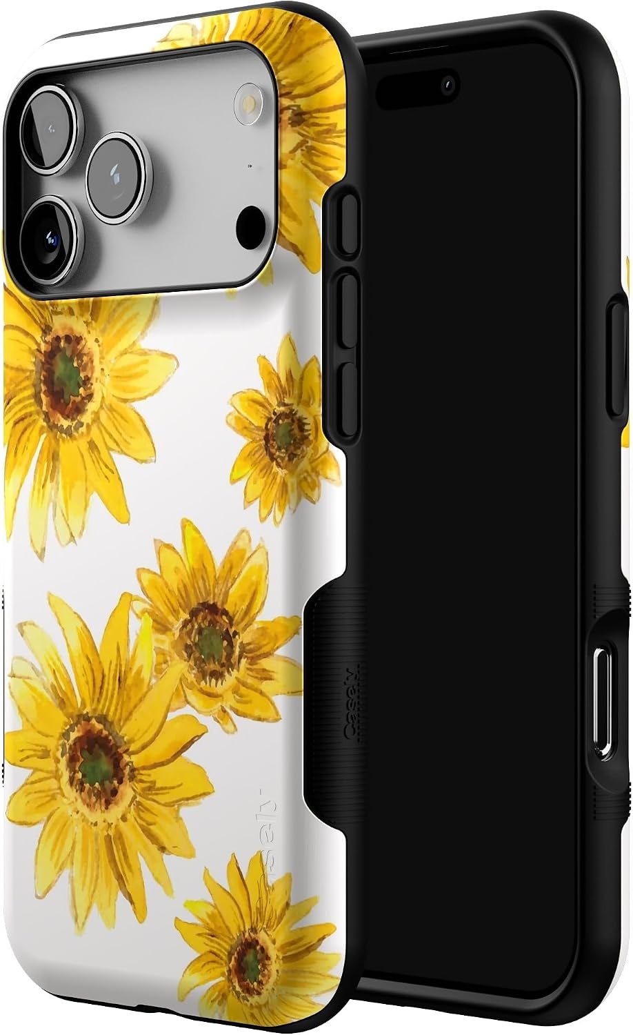image:imageCasely iPhone 17 Pro Max Case Starfish Wishes Coral Pink Shimmer Bold Protective Design MagSafe Compatible DesignGolden Garden Yellow Sunflower