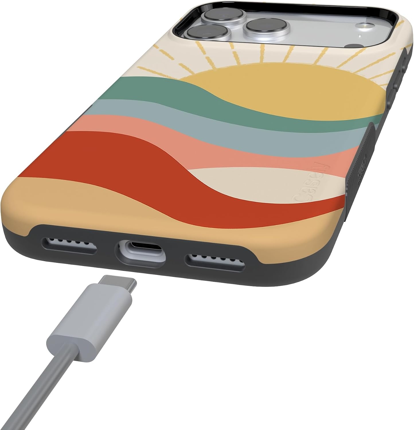 image:imageCasely iPhone 17 Pro Max Case Starfish Wishes Coral Pink Shimmer Bold Protective Design MagSafe Compatible DesignHere Comes the Sun Colorblock Sunset