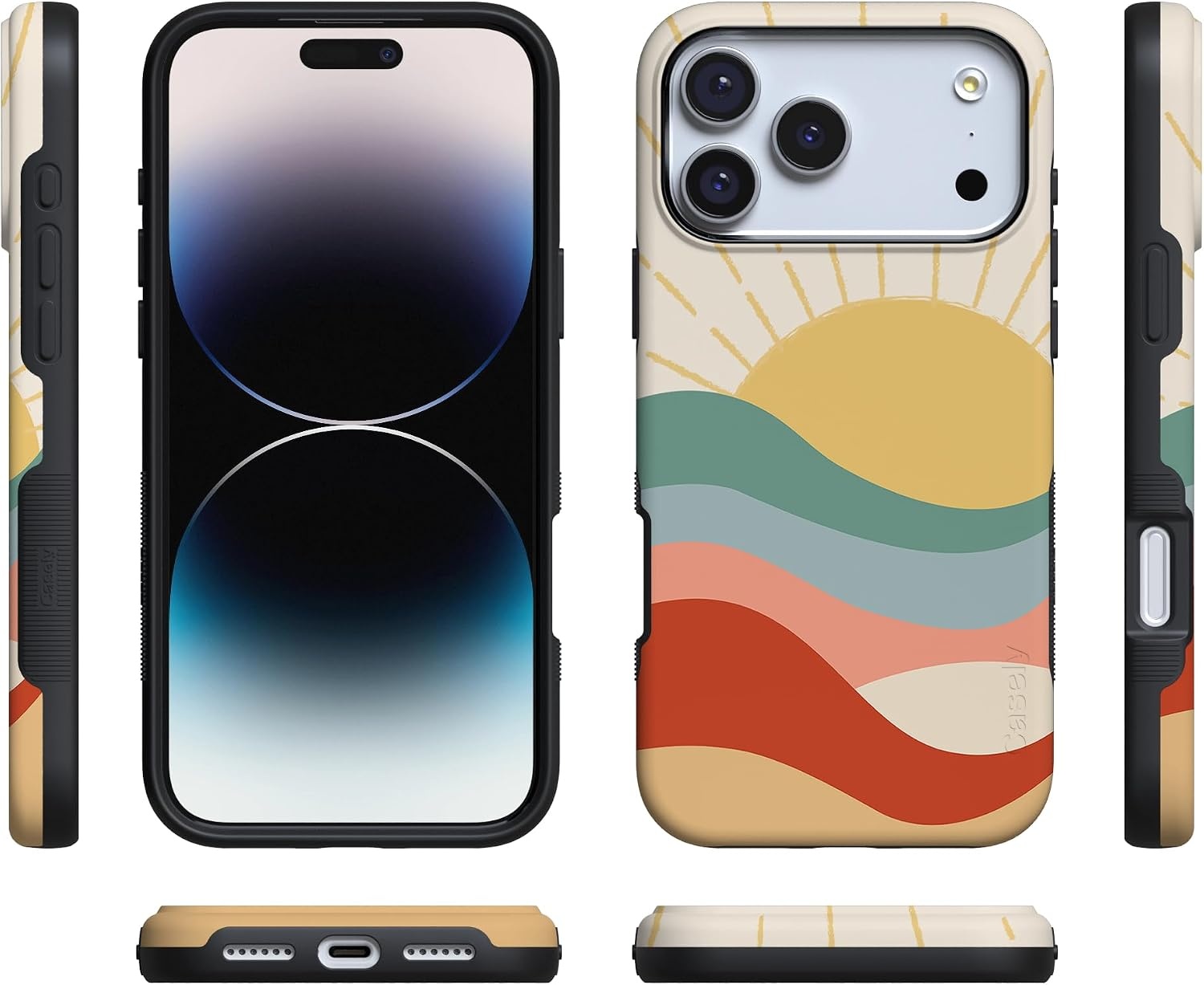 image:imageCasely iPhone 17 Pro Max Case Starfish Wishes Coral Pink Shimmer Bold Protective Design MagSafe Compatible DesignHere Comes the Sun Colorblock Sunset