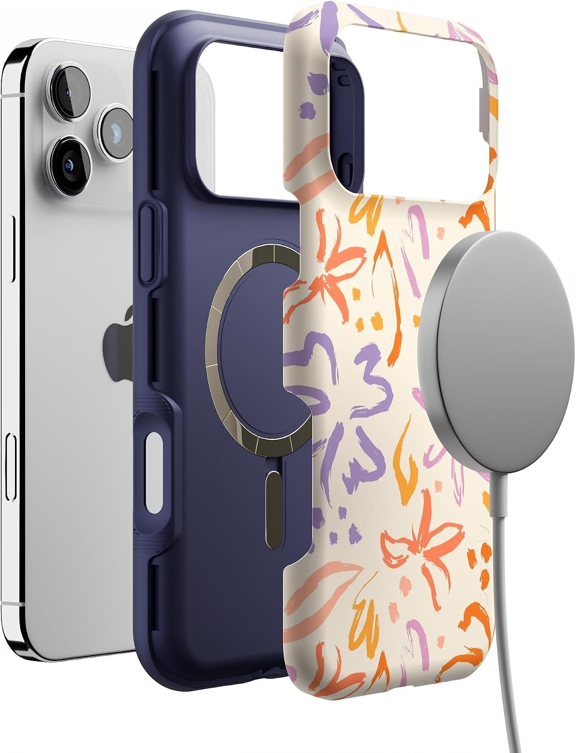 image:imageCasely iPhone 17 Pro Max Case Starfish Wishes Coral Pink Shimmer Bold Protective Design MagSafe Compatible DesignHibiscus Blooms Hawaiian Floral