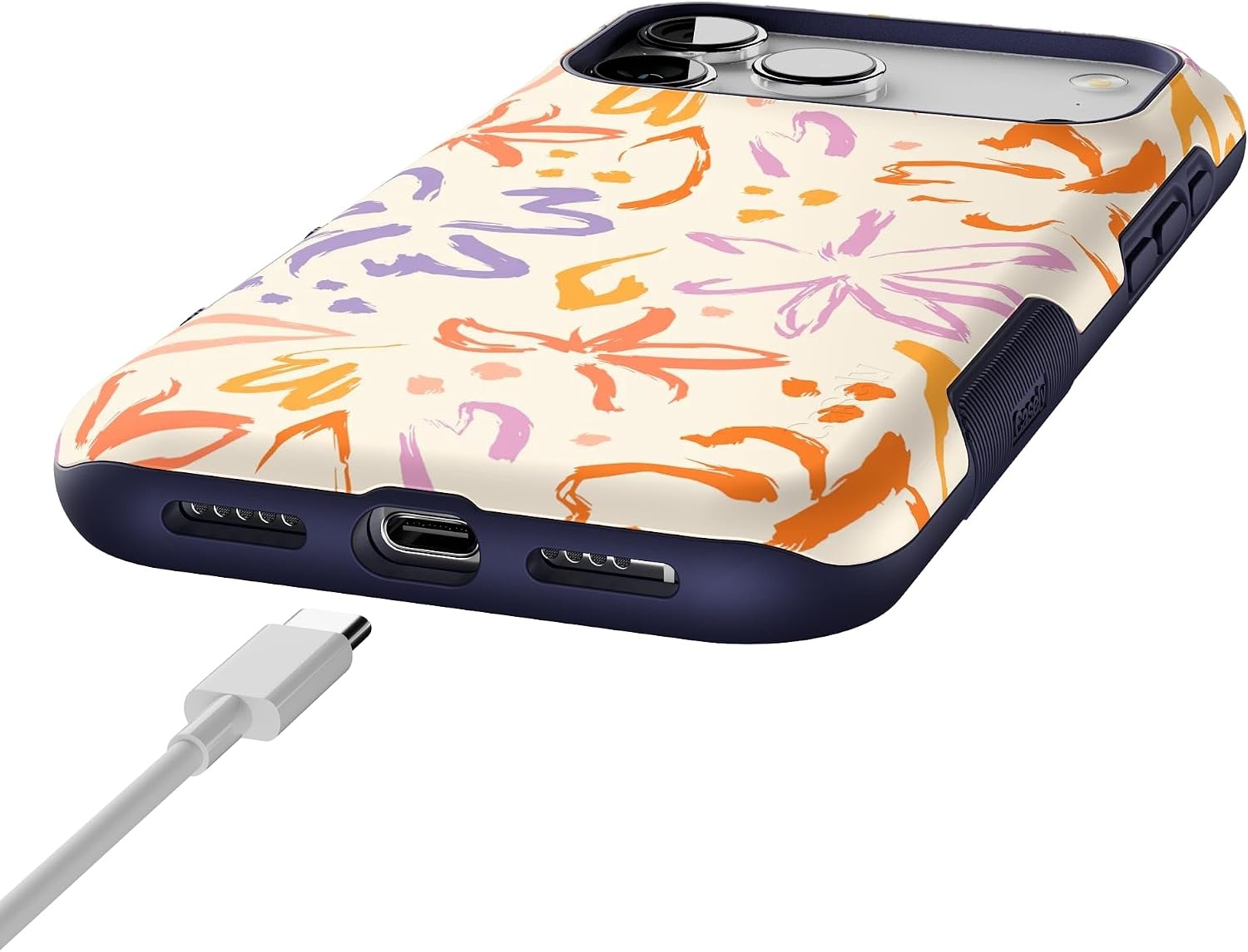 image:imageCasely iPhone 17 Pro Max Case Starfish Wishes Coral Pink Shimmer Bold Protective Design MagSafe Compatible DesignHibiscus Blooms Hawaiian Floral