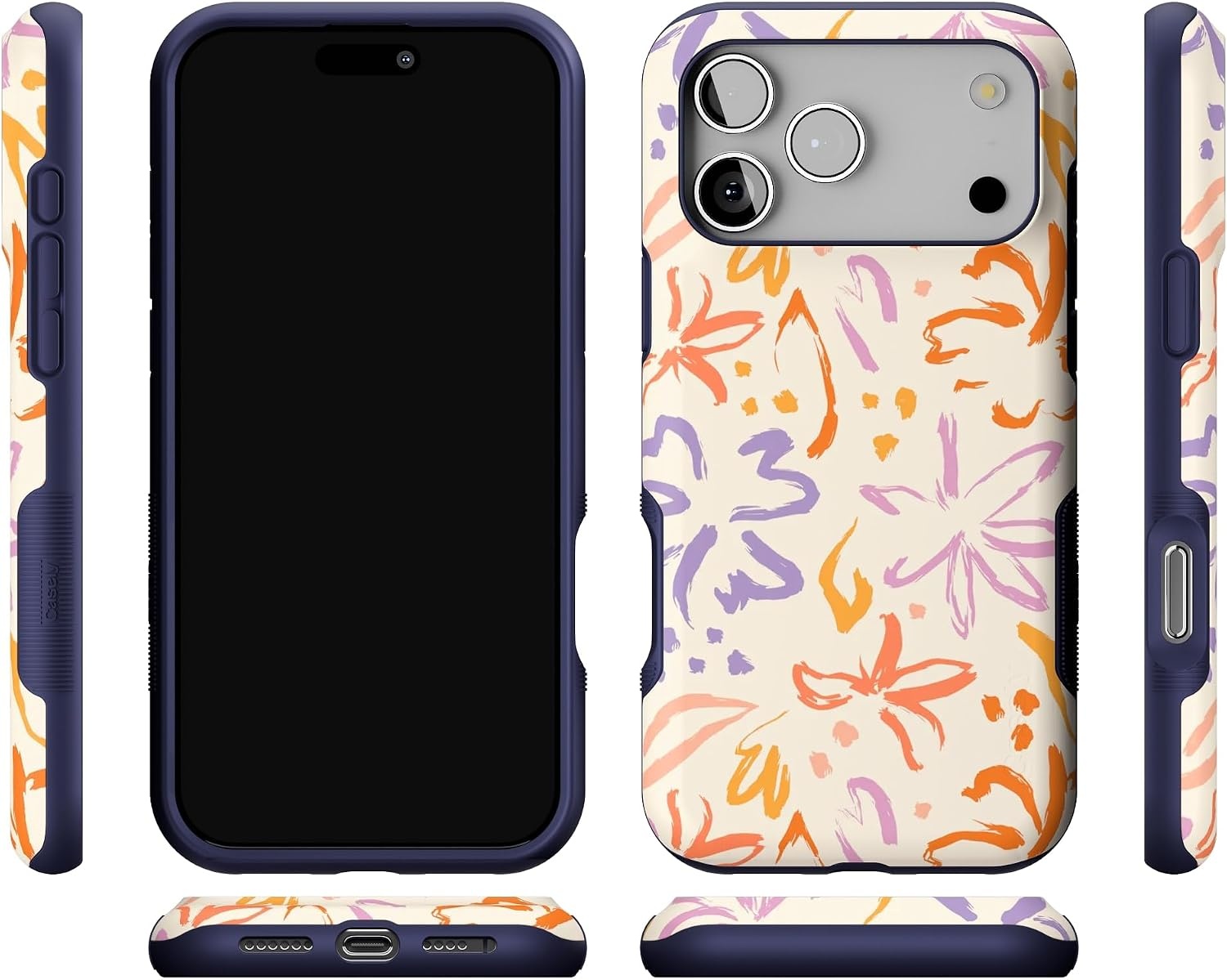 image:imageCasely iPhone 17 Pro Max Case Starfish Wishes Coral Pink Shimmer Bold Protective Design MagSafe Compatible DesignHibiscus Blooms Hawaiian Floral