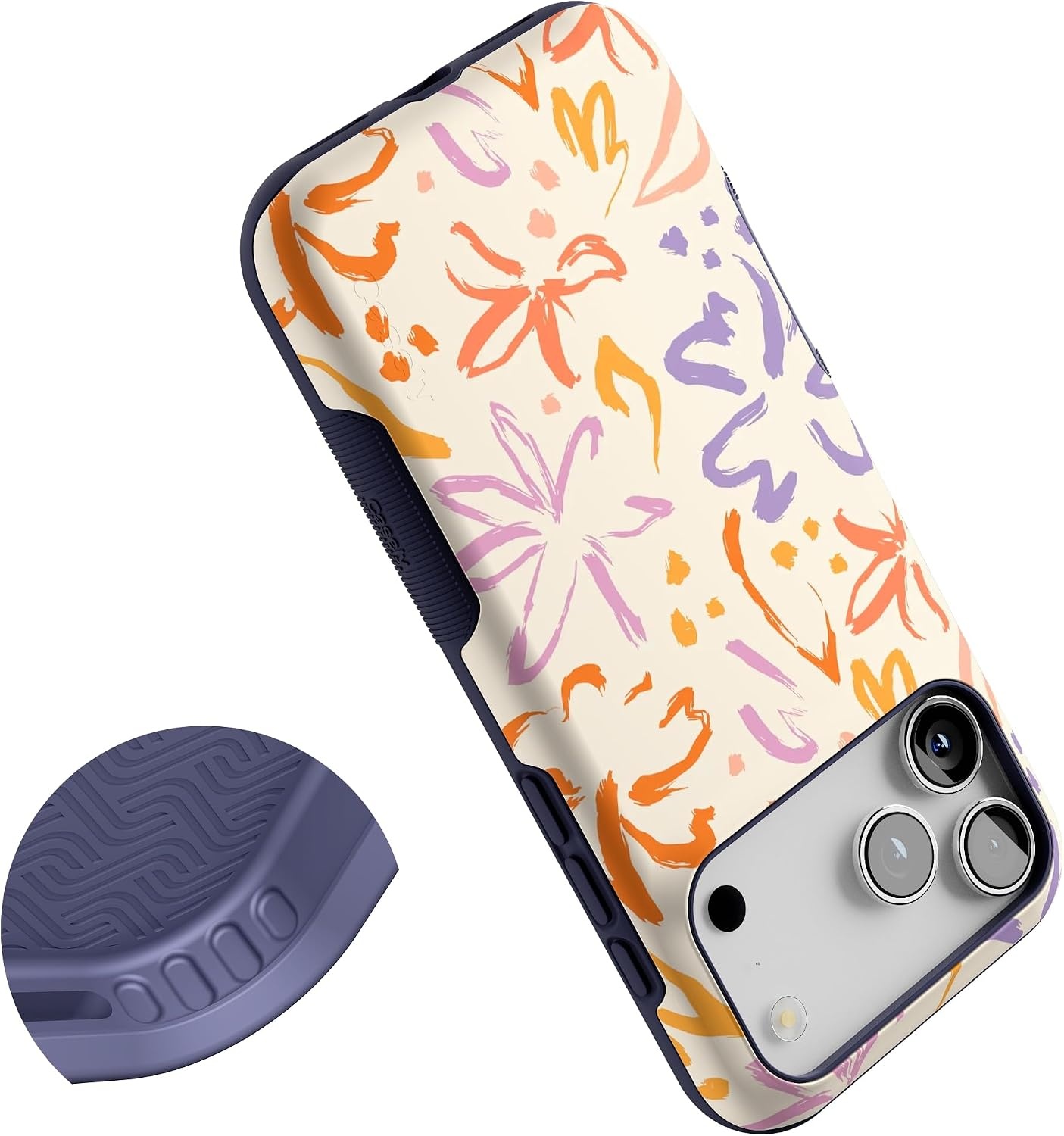 image:imageCasely iPhone 17 Pro Max Case Starfish Wishes Coral Pink Shimmer Bold Protective Design MagSafe Compatible DesignHibiscus Blooms Hawaiian Floral